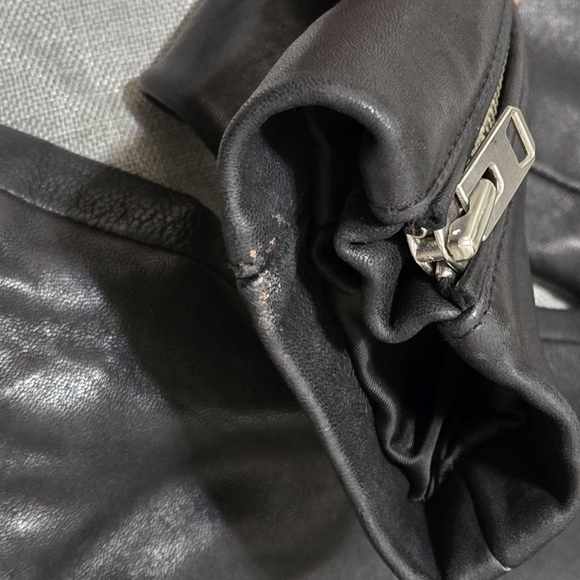 Topshop Real Leather Moto Biker Jacket Size 2 - Picture 13 of 16